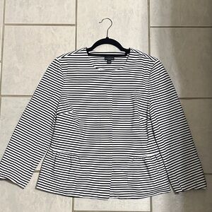 Navy and White Striped Peplum Jacket